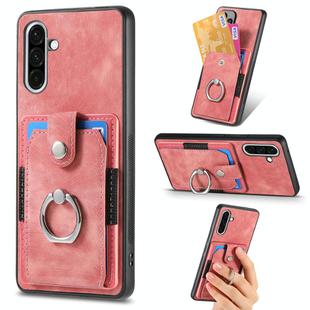 For Samsung Galaxy A36 Retro Skin-feel Ring Card Wallet Phone Case(Pink)