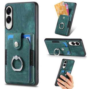 For Samsung Galaxy S25 Edge 5G Retro Skin-feel Ring Card Wallet Phone Case(Green)