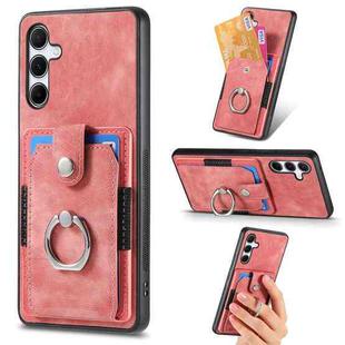 For Samsung Galaxy A35 5G Retro Skin-feel Ring Card Wallet Phone Case(Pink)