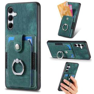 For Samsung Galaxy A35 5G Retro Skin-feel Ring Card Wallet Phone Case(Green)