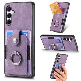 For Samsung Galaxy A35 5G Retro Skin-feel Ring Card Wallet Phone Case(Purple)