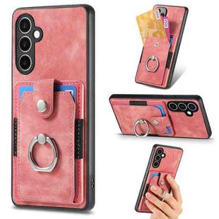 For Samsung Galaxy S24 FE 5G Retro Skin-feel Ring Card Wallet Phone Case(Pink)
