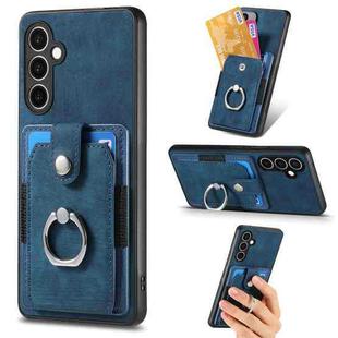 For Samsung Galaxy S24 FE 5G Retro Skin-feel Ring Card Wallet Phone Case(Blue)