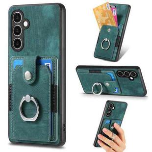 For Samsung Galaxy S24 FE 5G Retro Skin-feel Ring Card Wallet Phone Case(Green)