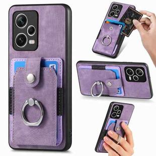 For Redmi Note 12 Pro+ Retro Skin-feel Ring Card Wallet Phone Case(Purple)