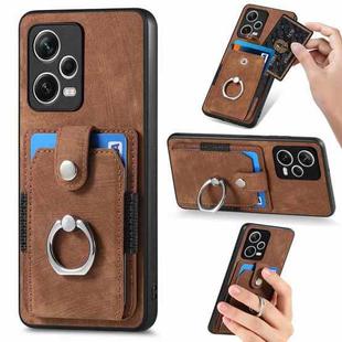 For Redmi Note 12 Pro+ Retro Skin-feel Ring Card Wallet Phone Case(Brown)