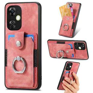 For OnePlus Nord CE 3 Lite Retro Skin-feel Ring Card Wallet Phone Case(Pink)