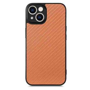 For iPhone 13 Pro Carbon Fiber Texture Leather Back Cover Phone Case(Brown)