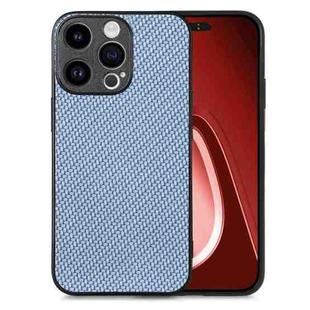 For iPhone 15 Pro Carbon Fiber Texture Leather Back Phone Case(Blue)