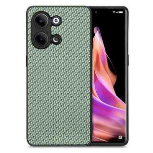 For OPPO Reno9 Carbon Fiber Texture Leather Back Cover Phone Case(Green)