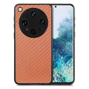 For OPPO Find X8 Ultra Carbon Fiber Texture Leather Back Cover Phone Case(Brown)