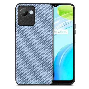 For Realme C30 Carbon Fiber Texture Leather Back Cover Phone Case(Blue)