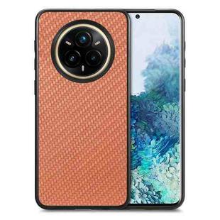 For Realme 14 Pro Carbon Fiber Texture Leather Back Cover Phone Case(Brown)