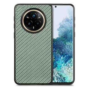 For Realme 14 Pro Carbon Fiber Texture Leather Back Cover Phone Case(Green)