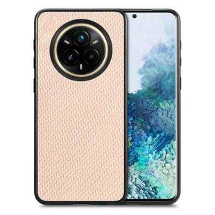 For Realme 14 Pro Carbon Fiber Texture Leather Back Cover Phone Case(Khaki)