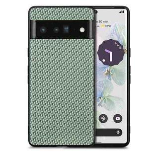 For Google Pixel 6 Pro Carbon Fiber Texture Leather Back Cover Phone Case(Green)