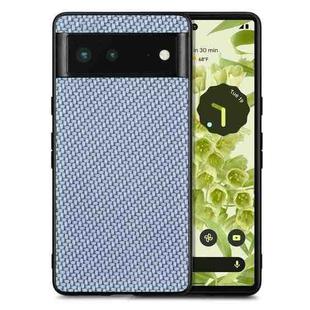 For Google Pixel 6 Carbon Fiber Texture Leather Back Cover Phone Case(Blue)