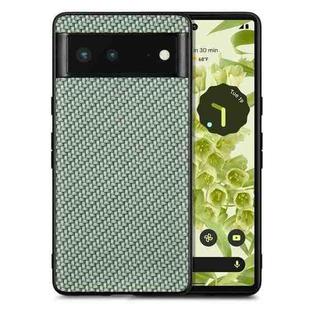 For Google Pixel 6 Carbon Fiber Texture Leather Back Cover Phone Case(Green)