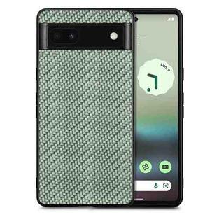 For Google Pixel 6A Carbon Fiber Texture Leather Back Cover Phone Case(Green)