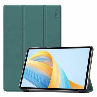 For Honor Pad V8 ENKAY Tri-fold Custer Texture Leather Smart Tablet Case(Dark Green)