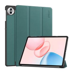 For Honor Pad 10 12.1 ENKAY Tri-fold Custer Texture Leather Smart Tablet Case(Dark Green)