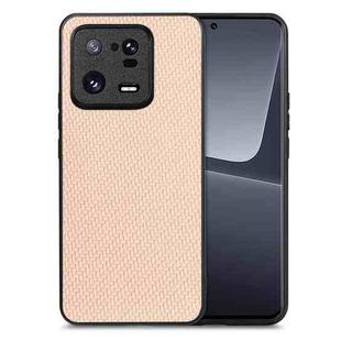 For Xiaomi 13 Pro Carbon Fiber Texture Leather Back Cover Phone Case(Khaki)