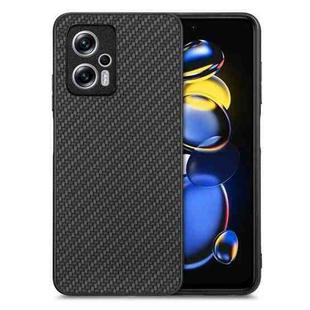 For Redmi Note 11T Pro 5G Carbon Fiber Texture Leather Back Cover Phone Case(Black)