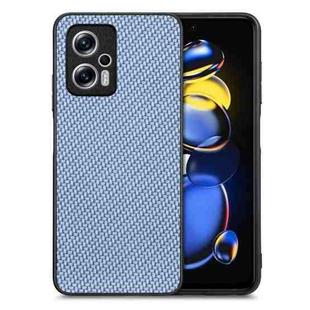 For Redmi Note 11T Pro 5G Carbon Fiber Texture Leather Back Cover Phone Case(Blue)