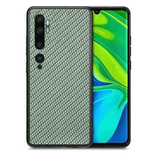 For Xiaomi CC9 Pro Carbon Fiber Texture Leather Back Cover Phone Case(Green)