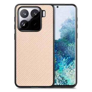 For Xiaomi 15 Pro Carbon Fiber Texture Leather Back Cover Phone Case(Khaki)