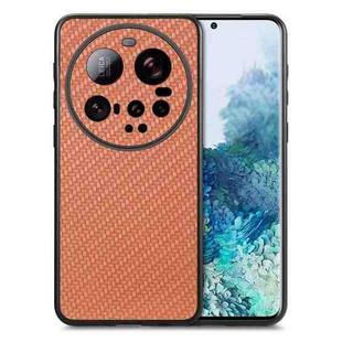 For Xiaomi 15 Ultra Carbon Fiber Texture Leather Back Cover Phone Case(Brown)