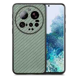 For Xiaomi 15 Ultra Carbon Fiber Texture Leather Back Cover Phone Case(Green)