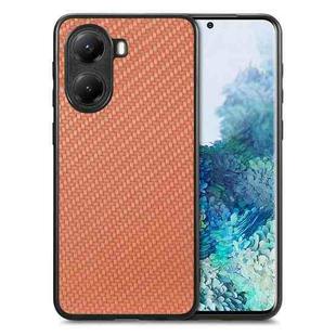 For Xiaomi Poco X7 Pro Carbon Fiber Texture Leather Back Cover Phone Case(Brown)