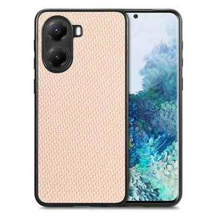 For Xiaomi Poco X7 Pro Carbon Fiber Texture Leather Back Cover Phone Case(Khaki)