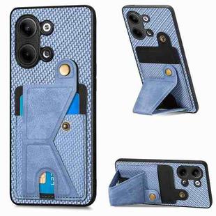 For OPPO Reno9 Carbon Fiber Wallet Flip Card K-shaped Holder Phone Case(Blue)