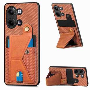 For OPPO Reno9 Carbon Fiber Wallet Flip Card K-shaped Holder Phone Case(Brown)