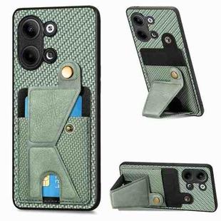 For OPPO Reno9 Carbon Fiber Wallet Flip Card K-shaped Holder Phone Case(Green)