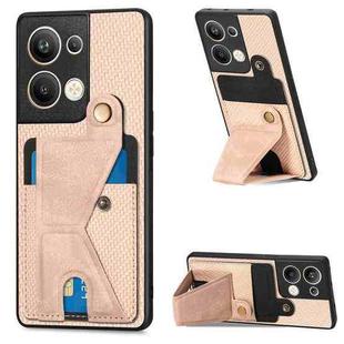 For OPPO Reno9 Pro+ Carbon Fiber Wallet Flip Card K-shaped Holder Phone Case(Khaki)