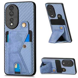 For Honor 80 Carbon Fiber Wallet Flip Card K-shaped Holder Phone Case(Blue)