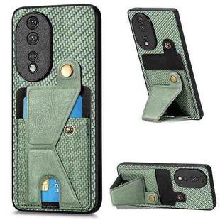 For Honor 80 Carbon Fiber Wallet Flip Card K-shaped Holder Phone Case(Green)