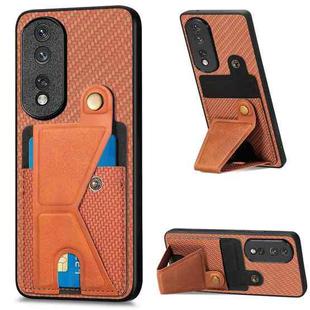 For Honor 80 Pro Carbon Fiber Wallet Flip Card K-shaped Holder Phone Case(Brown)