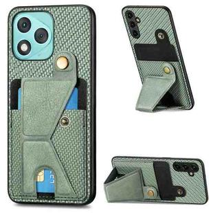 For Honor 400 Lite Global Carbon Fiber Wallet Flip Card K-shaped Holder Phone Case(Green)