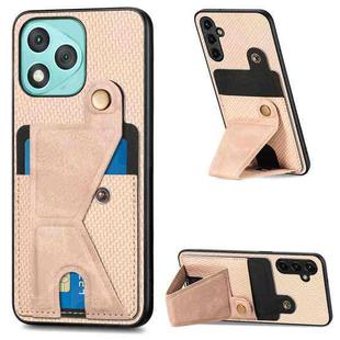 For Honor 400 Lite Global Carbon Fiber Wallet Flip Card K-shaped Holder Phone Case(Khaki)
