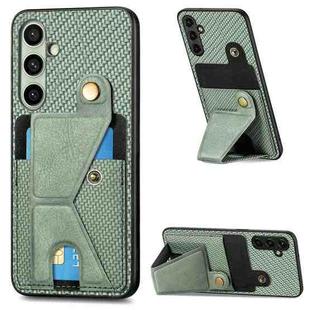 For Samsung Galaxy A36 Carbon Fiber Wallet Flip Card K-shaped Holder Phone Case(Green)