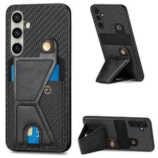For Samsung Galaxy A56 5G Carbon Fiber Wallet Flip Card K-shaped Holder Phone Case(Black)