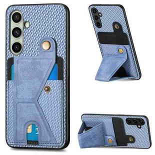 For Samsung Galaxy A56 5G Carbon Fiber Wallet Flip Card K-shaped Holder Phone Case(Blue)