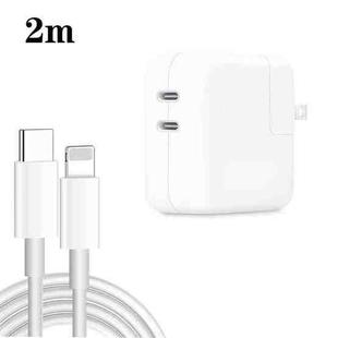 35W PD3.0 USB-C / Type-C Dual Port Charger with 2m Type-C to 8 Pin Data Cable, US Plug