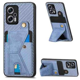 For Redmi Note 11T Pro 5G Carbon Fiber Wallet Flip Card K-shaped Holder Phone Case(Blue)