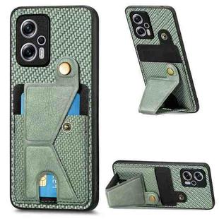 For Redmi Note 11T Pro 5G Carbon Fiber Wallet Flip Card K-shaped Holder Phone Case(Green)