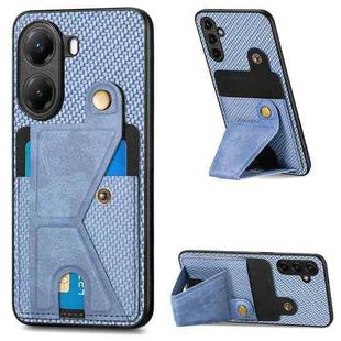For Redmi Turbo 4 Carbon Fiber Wallet Flip Card K-shaped Holder Phone Case(Blue)